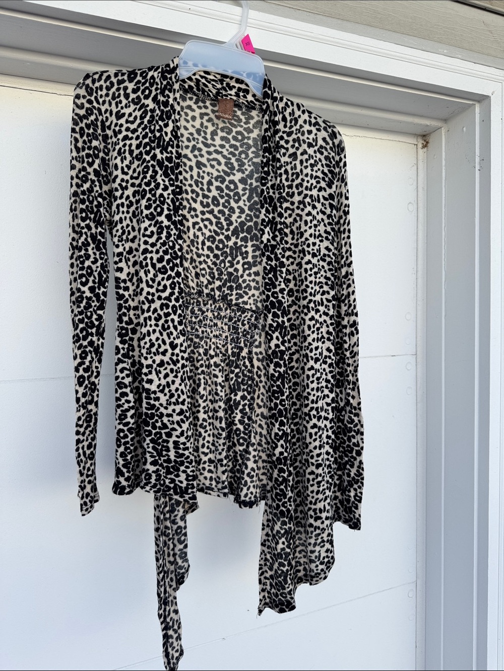 Black and Cream Leopard Print Open Cardigan
